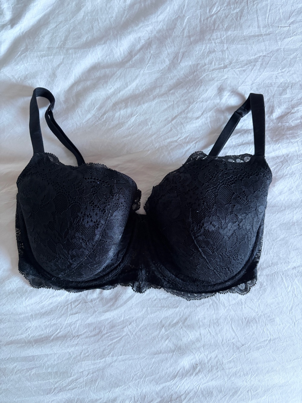 3/$60 La Senza So Free Black Lace Lightly Lined Full Coverage Bra 36DDD